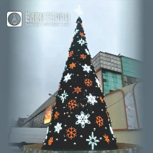 Снежинки - комплект дизайнерского освещения для искусственной уличной елки 10 метров 